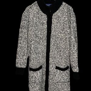 Monto Par Le Chois - Black/Wht Long Acrylic Cardigan - Size M